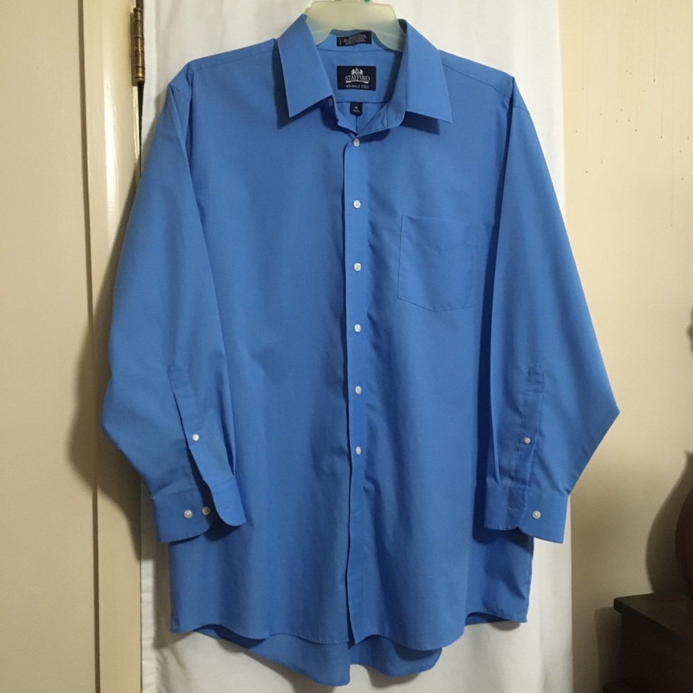 Stafford wrinkle free super shirt, solid blue.